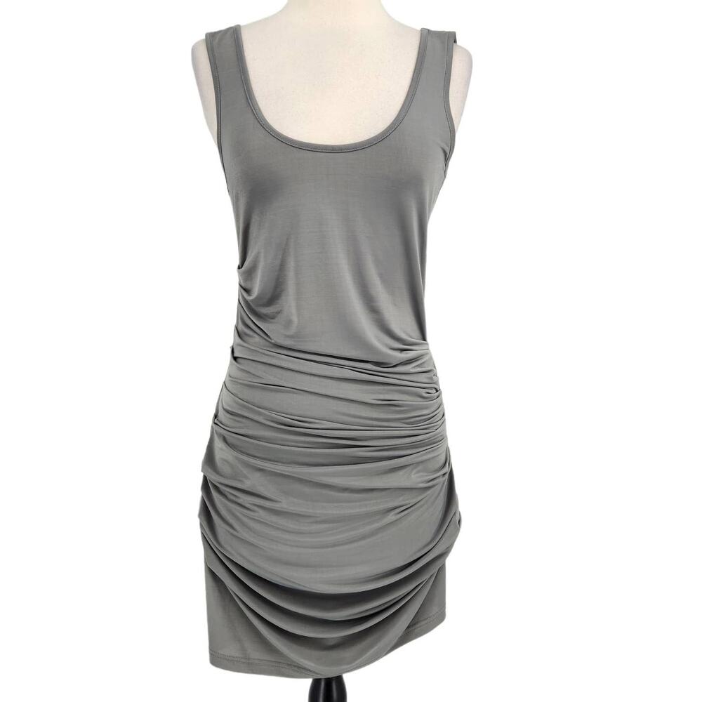 Gestuz Ruched Tank Dress Scoop Back Gray Medium